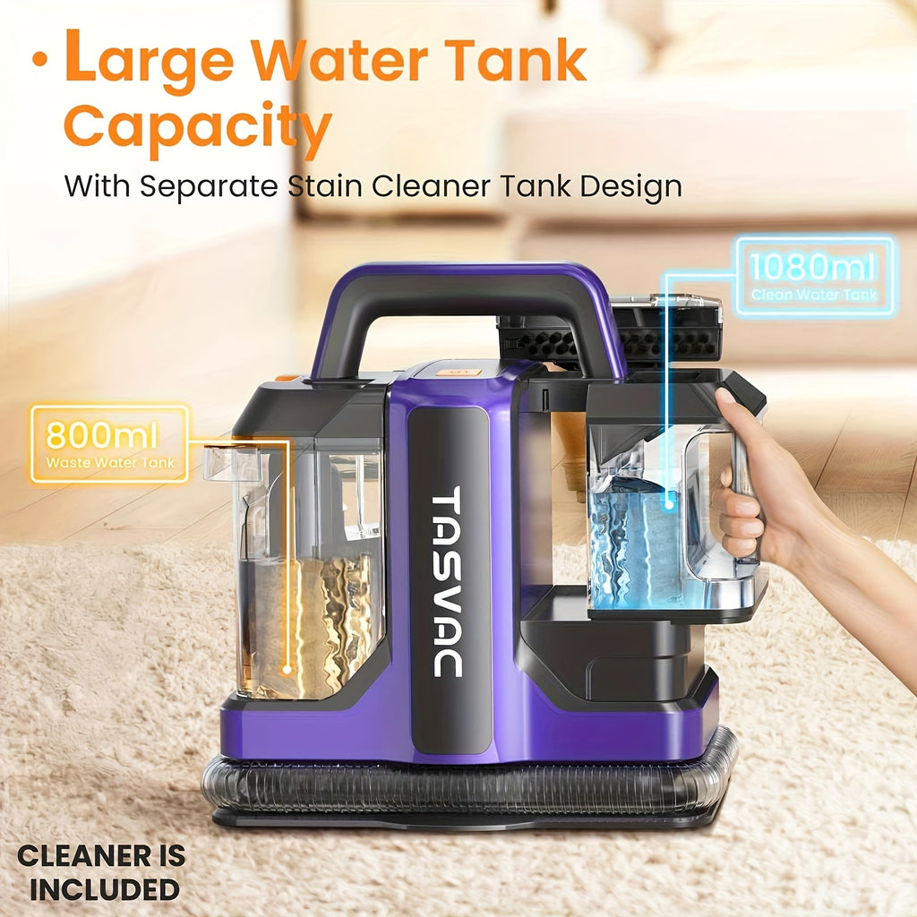 Pet Stain Carpet Cleaner with 20,000Pa Suction, Portable Spot and Stain Remover Machine with 2 Brushes, Cleaning Formula and Long Hose for Carpet, Upholstery, Couch, Stairs and Car Seats, Purple