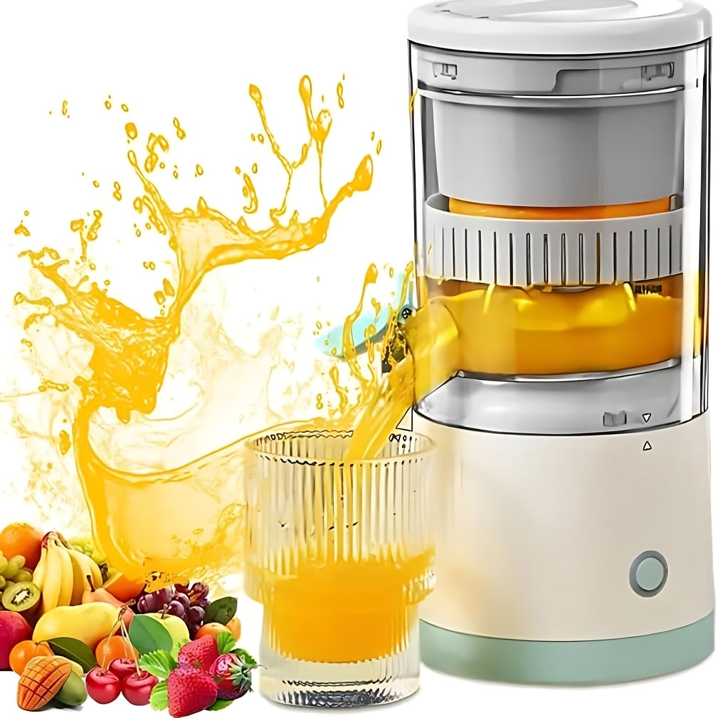 USB Rechargeable Electric Citrus Juicer, Portable Automatic Juicer for Oranges, Lemons, Grapefruits and Kiwi, Cordless Kitchen Gadget with 2 Cleaning Brushes for Fresh Juice at Home, Office and Travel