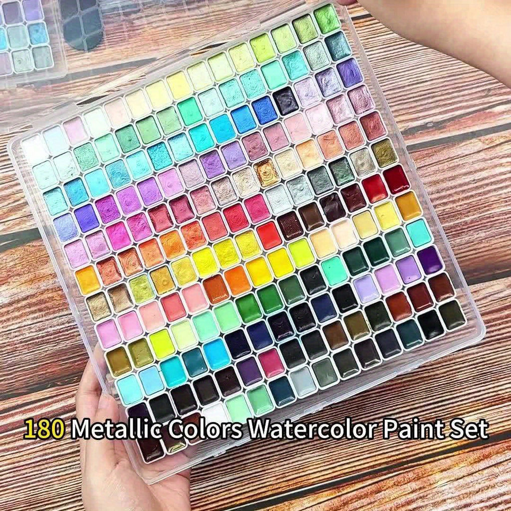 Pearl Shimmer Watercolor Paint Set, 180 Solid Colors with Metallic Color-Shifting Effects for Adult Artists, Sketching, Handmade Cards and Creative Crafts