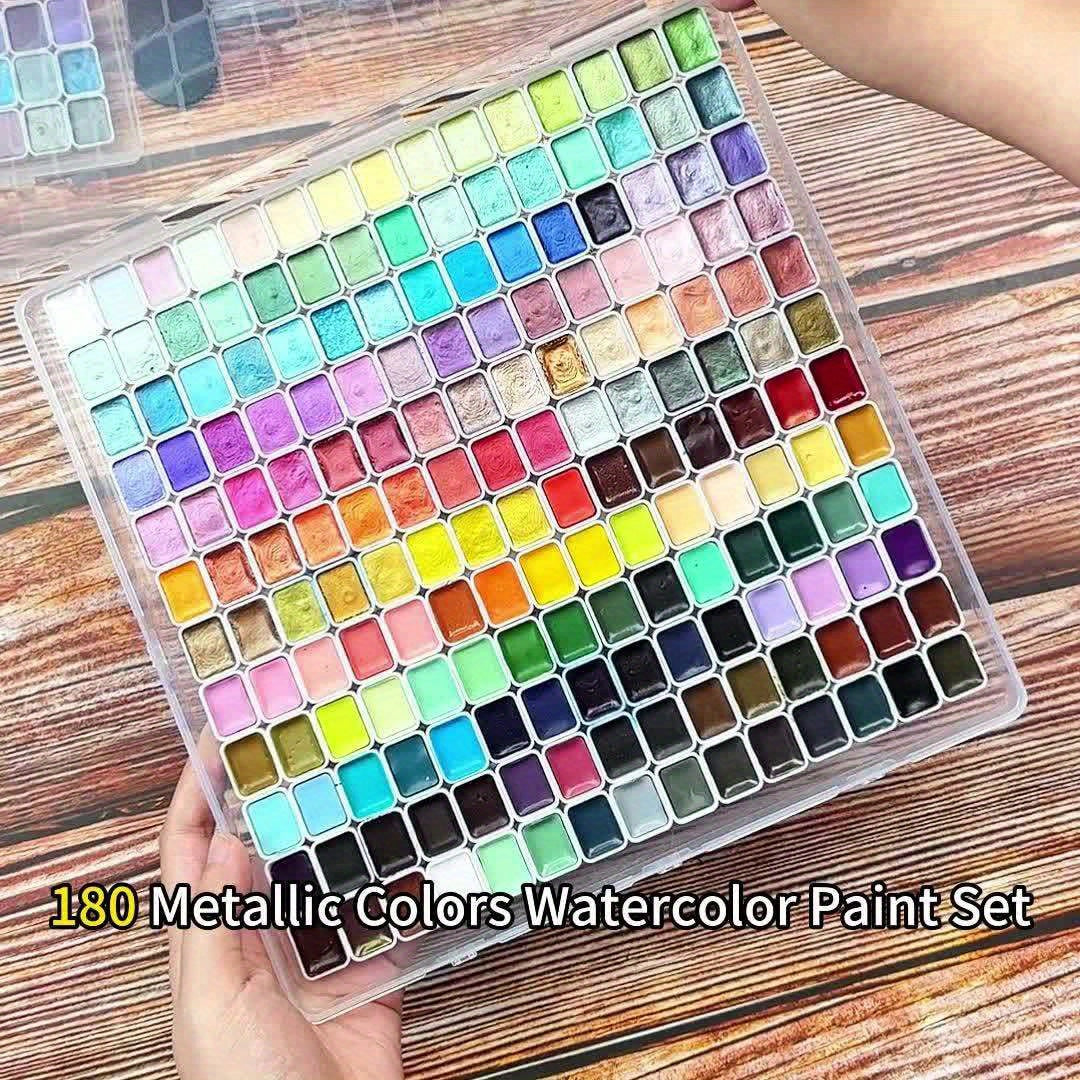 Pearl Shimmer Watercolor Paint Set, 180 Solid Colors with Metallic Color-Shifting Effects for Adult Artists, Sketching, Handmade Cards and Creative Crafts