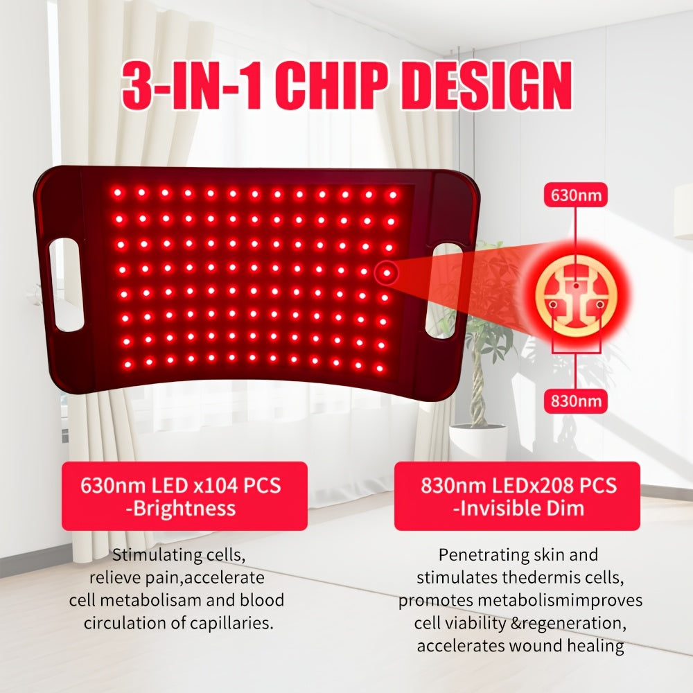 Red Light LED Lamp in Black with Listed Stand, 660nm and 850nm Wavelength Wording and Plug-In Design for Instruction-Guided Adult Personal Care Routines