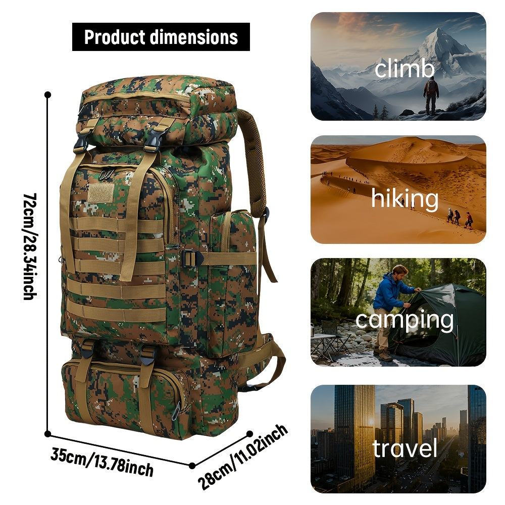 Hiking Backpack with Listed Flag Patch and Large-Capacity Rucksack Design, Seven Solid Color and Camouflage Options for Camping Gear and Outdoor Travel