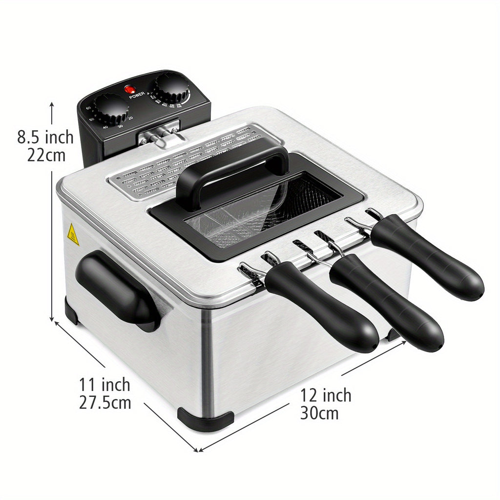 Triple Basket Electric Deep Fryer by Costway, 5.3QT Oil Container with 1700W Heating, Adjustable Temperature, 60-Minute Timer and Viewing Window Lid