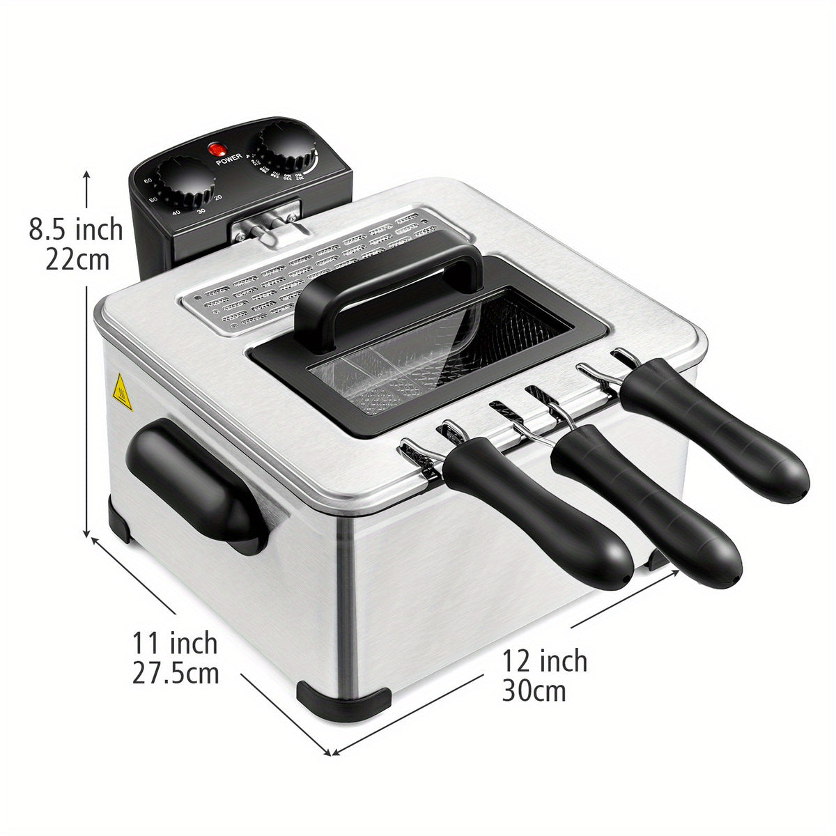 Triple Basket Electric Deep Fryer by Costway, 5.3QT Oil Container with 1700W Heating, Adjustable Temperature, 60-Minute Timer and Viewing Window Lid