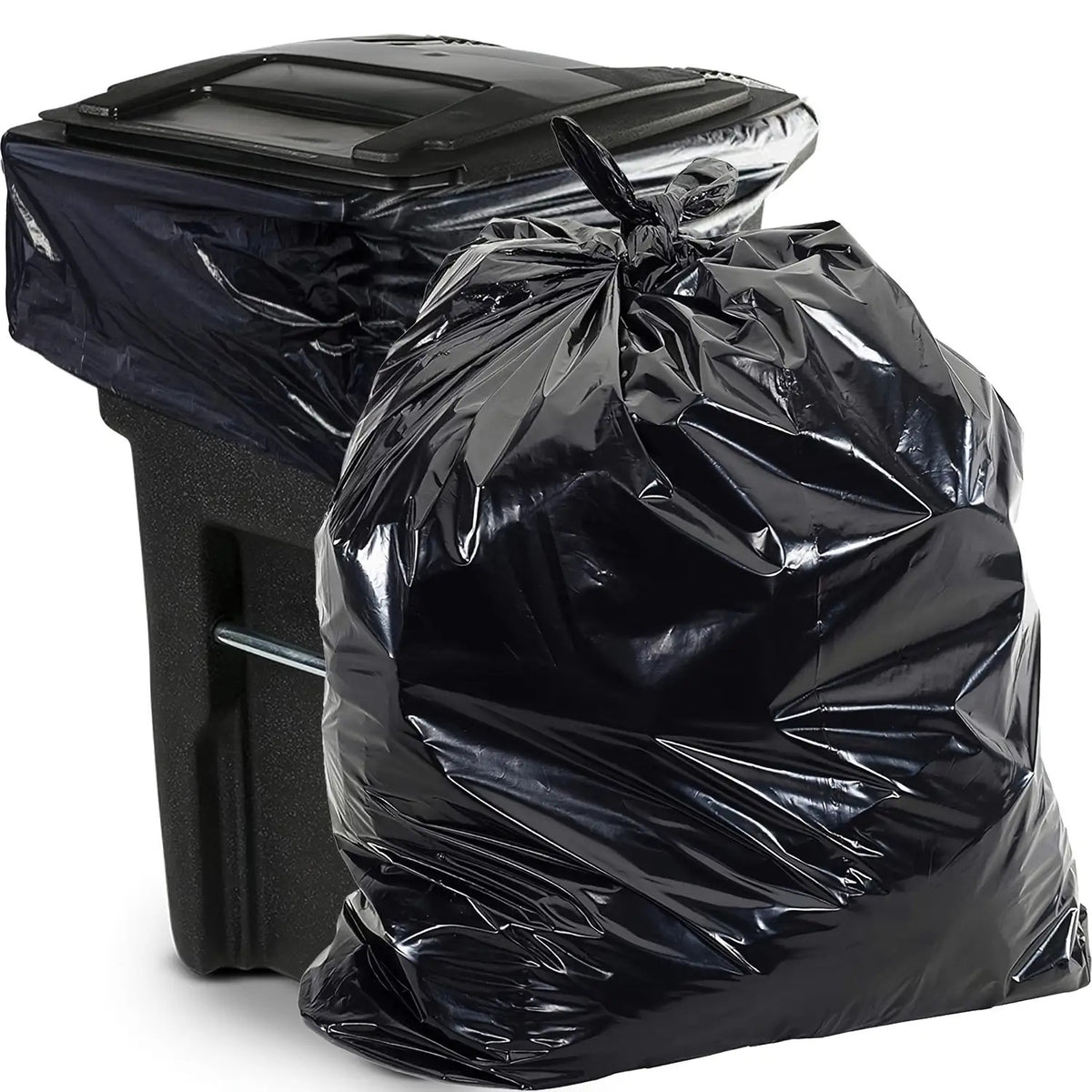 Black Trash Bags 50 Count with Listed 2 Mil Thickness, Disposable Plastic Garbage Liners for Compatible Household Bins, Patio Tidying and Garden Cleanup