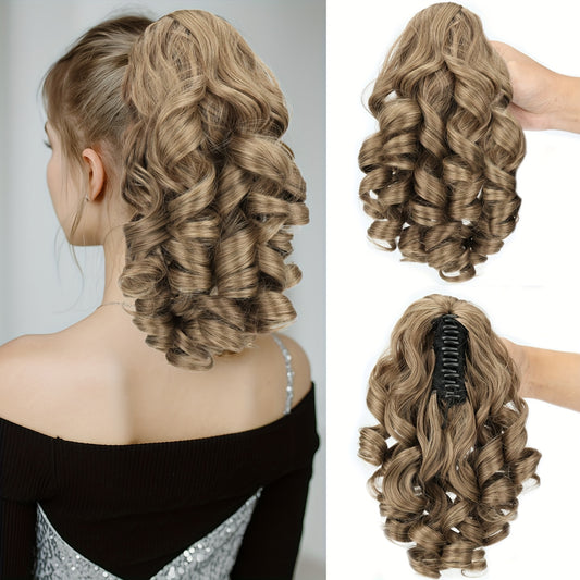 Curly Wave Clip-In Ponytail Extension by MERISIHAIR, 14-Inch Synthetic Hairpiece with No-Glue Attachment for Daily Styling, Parties and Weddings