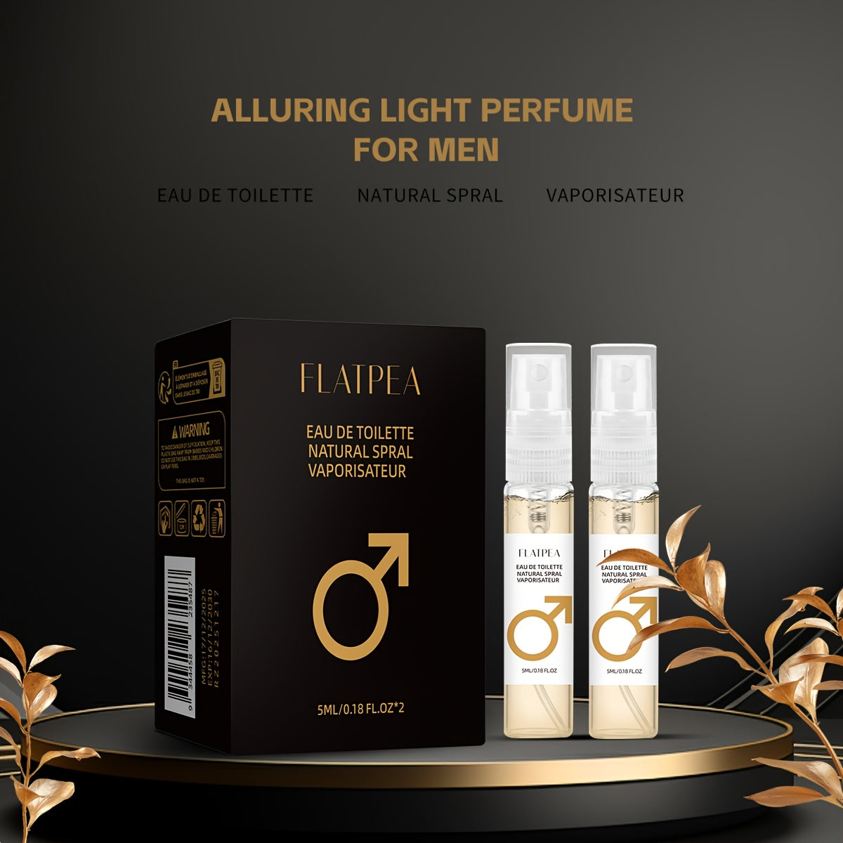 Woody Citrus Men's Cologne with Listed Lemon Notes, Two-Piece Box and Male Standard Black Option for Everyday Grooming, Date Nights and Fragrance Gifts
