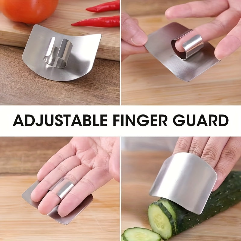 Finger Guard for Cutting Vegetables, Stainless Steel Kitchen Knife Shield with Non-Slip Grip for Home Cooks and Chef or Paring Knife Food Prep, 1 Piece