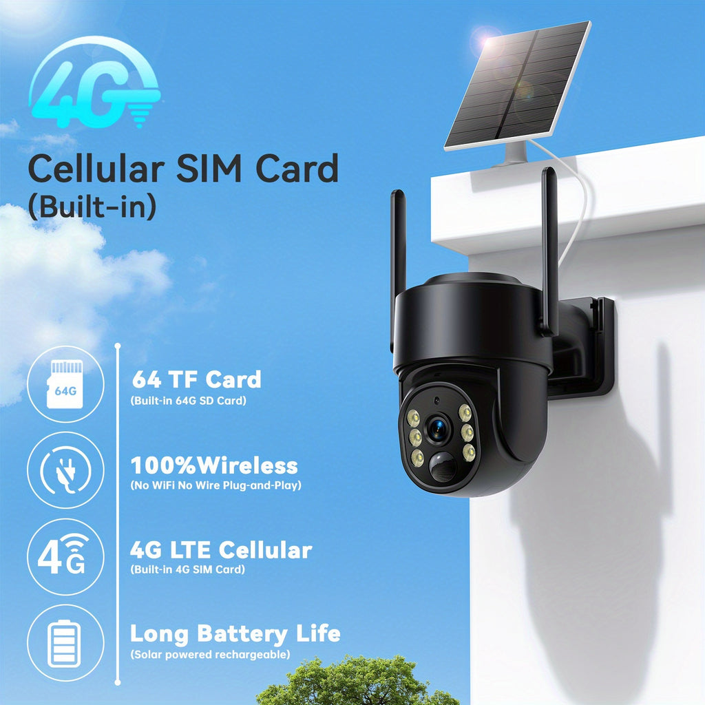 WESECUU 4G LTE Solar Security Camera with Listed 4MP Imaging, 8000mAh Battery, PTZ Live View and Two-Way Talk, Premium Black or Ivory White Outdoor Options