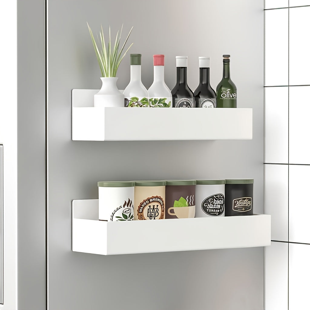 Movable Refrigerator Magnetic Spice Rack with Listed Polished Aluminum Alloy Construction, White and Black Selections for Kitchen and Small Household Storage