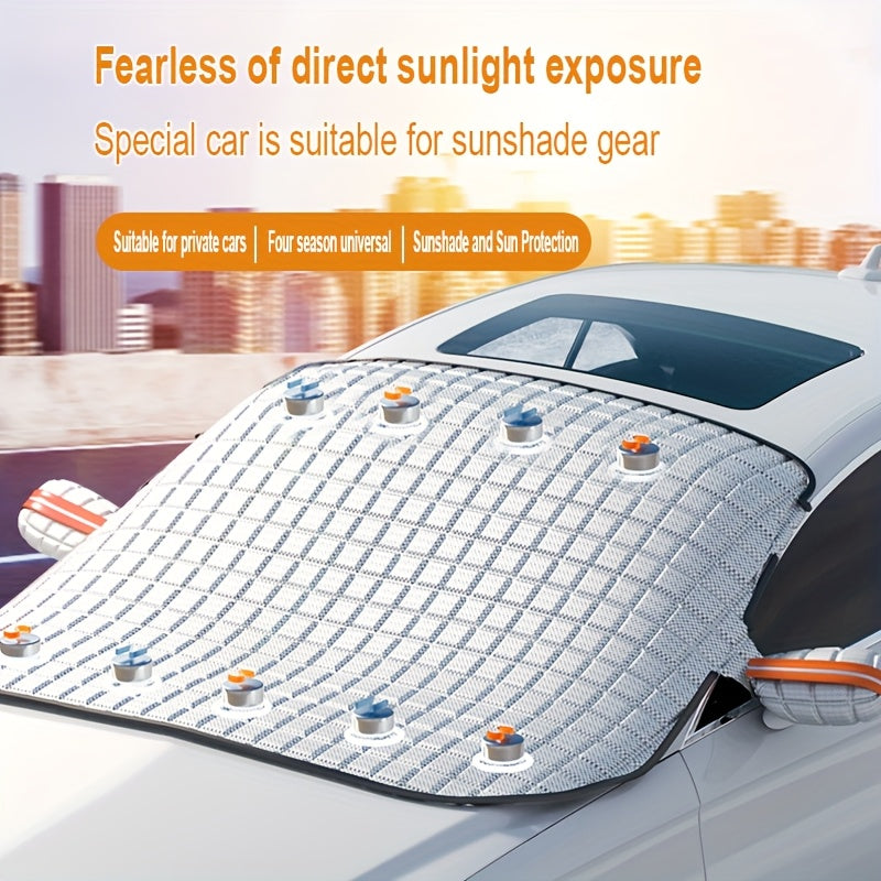 Magnetic Windshield Snow Cover for Parked Cars, Front Window Sunshade and Snow Cover with All-Season Style for Seasonal Outdoor Parking