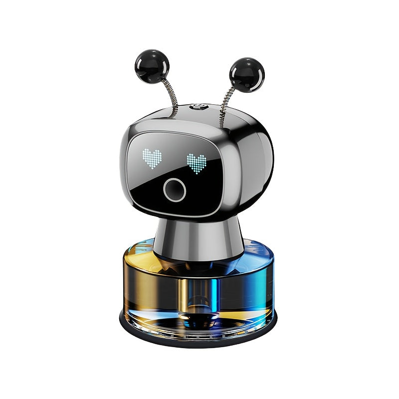 Robot Car Air Freshener with Dynamic Expressions, Automatic Start Stop Spray and Four Adjustable Fragrance Levels, Five Color and Scent Options