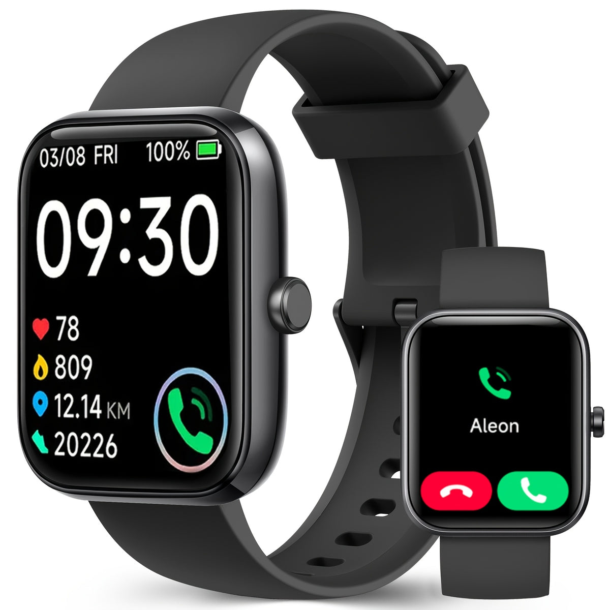 1.95 Inch Smart Watch with Alexa Built-in, Wireless Call Smartwatch with 100+ Sport Modes, Fitness Activity Tracker & Pedometer, for iPhone & Android, HD Touch Screen, Birthday & Mother's Day Gift