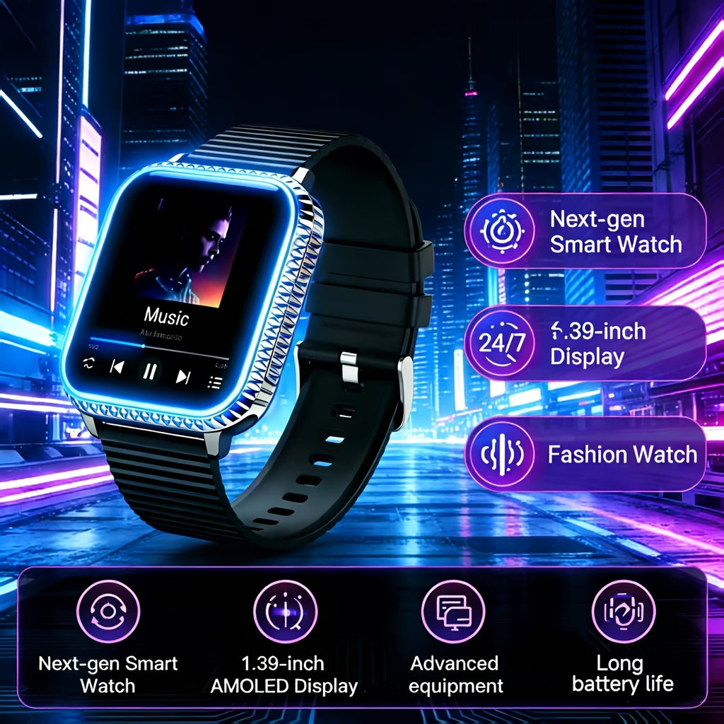 Daily Wear Touchscreen Smartwatch with Listed Fitness Tracking, Music Control and Wireless Call and Message Notifications, One- or Two-Watch Options for Men and Women