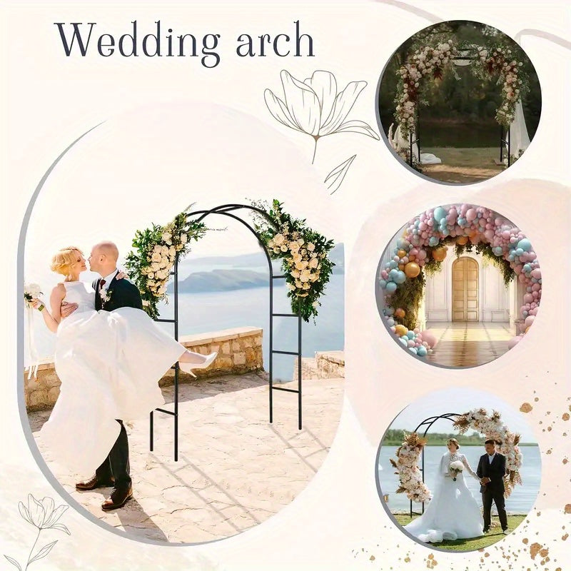 Metal Garden Arch Trellis for Climbing Plants and Wedding Decorations, Black or White One- and Two-Pack Options with Listed Two-Size Assembly Reference