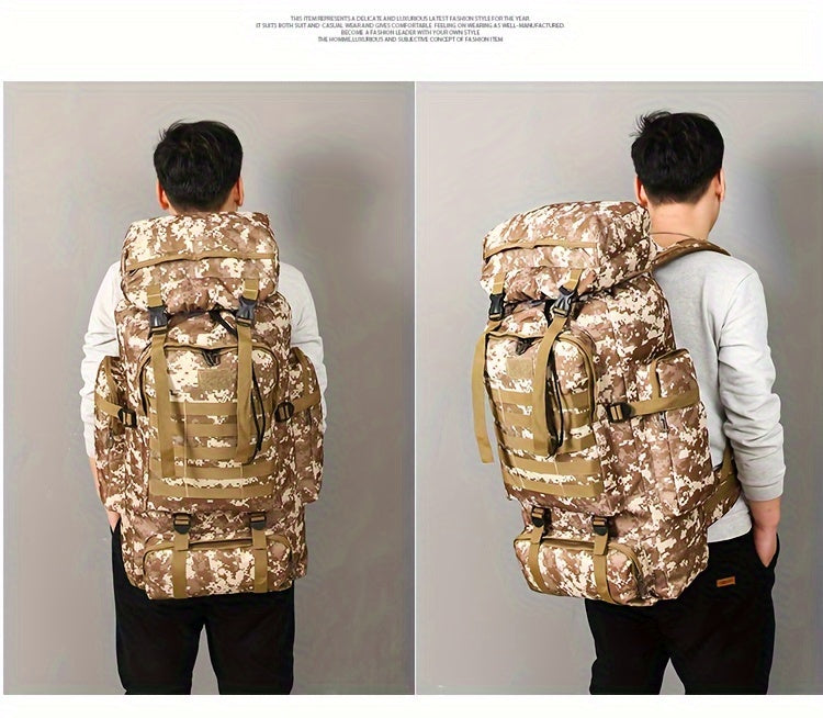 MOLLE Tactical Hiking Backpack with Multiple Compartments, Listed Two-Piece Set for Outdoor Gear Organization, Camping, Trekking and Adventure Travel
