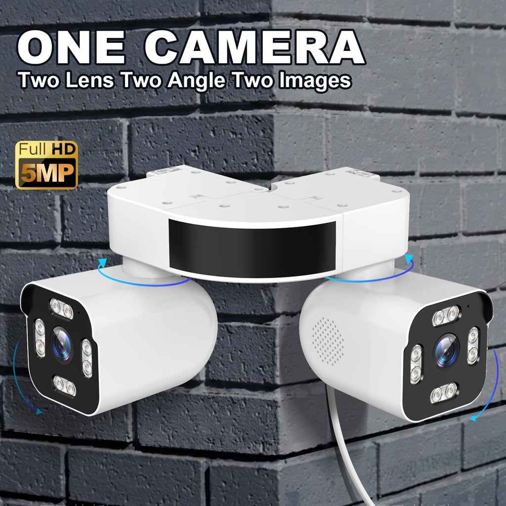 Wired-Power Dual Lens WiFi Security Camera with Listed 10X Electric Zoom, PTZ App Viewing, Night Vision, Two-Way Audio and Siren, Single or Two-Piece Options