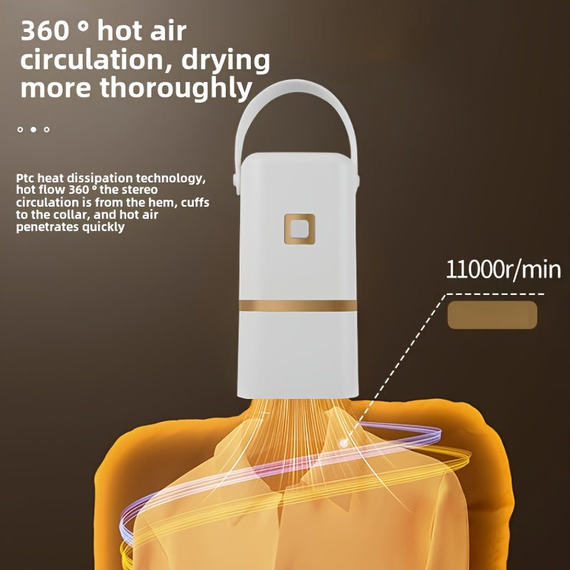 White Portable Clothes Dryer with Listed Timer and Drying Bag, Mini Garment Drying Unit for Suitable Small Laundry Items in Apartments, Dorms and RVs