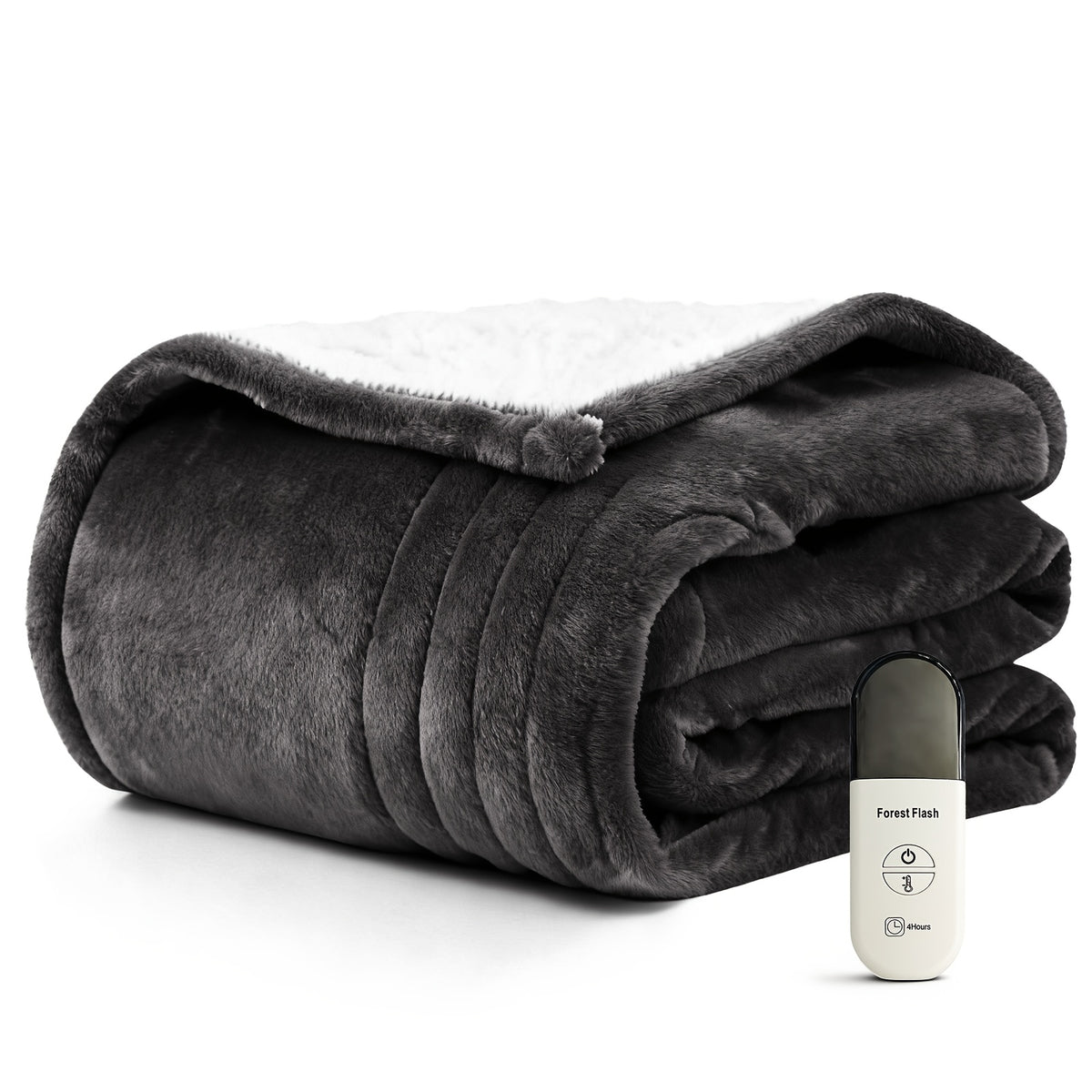 Button-Control Heated Blanket with Double-Sided Flannel, Listed 4 Heat Levels and 4-Hour Auto-Off, Electric Throw and Larger Size Options for Indoor Comfort