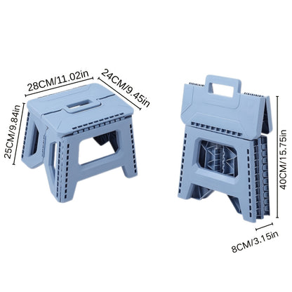 Portable Folding Stool with Carry Handle, Single Square PP Plastic Collapsible Seat in Five Colors for Indoor Gatherings, Picnics and Fishing