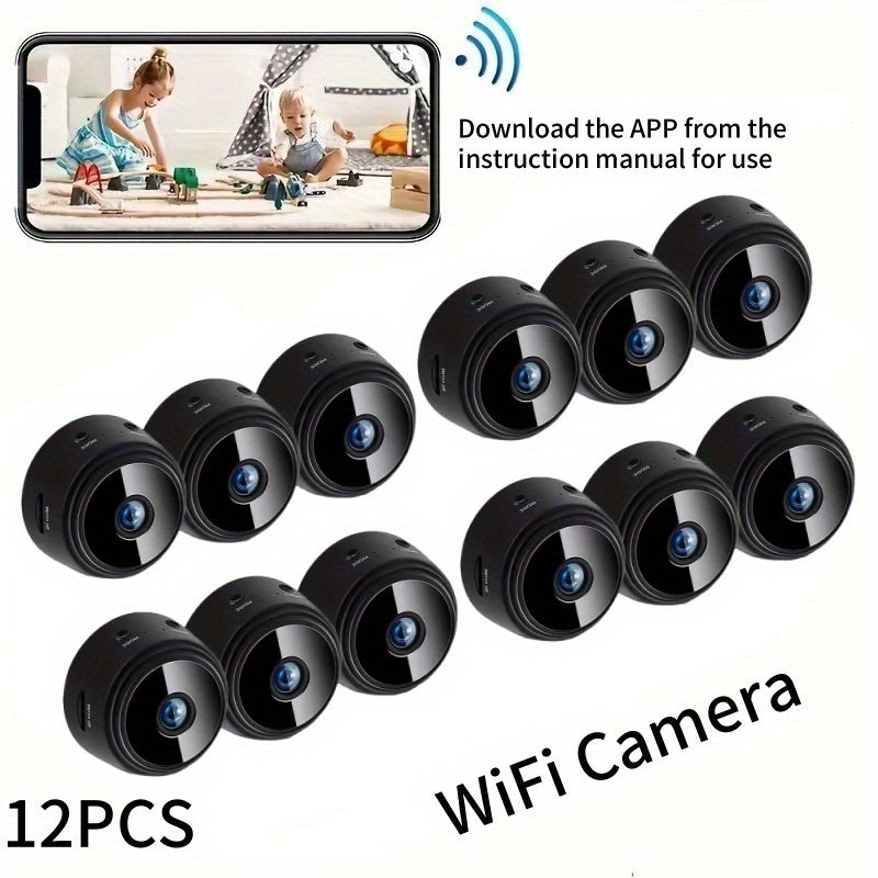 1080P WiFi Security Camera Multipack with 2.4GHz Connection, 9 or 12-Piece Options with Listed Wide-Angle Viewing and Remote Observation for Home Monitoring