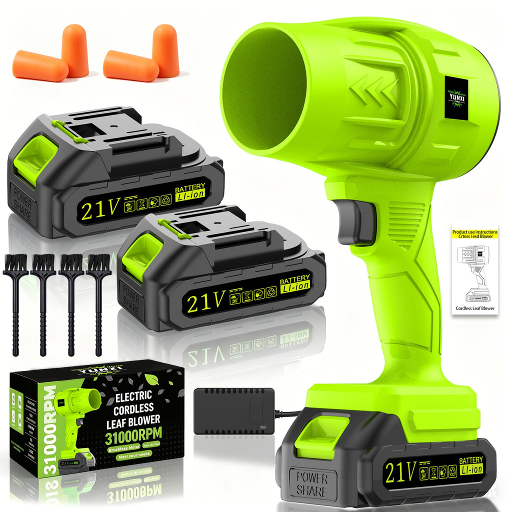 Cordless Turbo Fan Leaf Blower for Outdoor Leaves and Dust, Portable Handheld Cleaning Tool with One- or Two-Battery Accessory Options