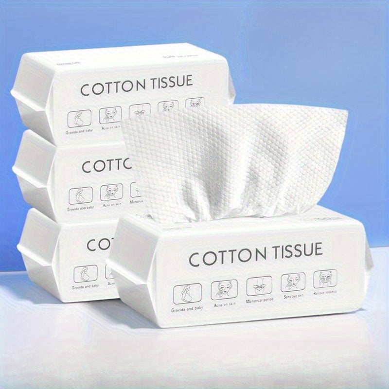 Disposable Face Towels in Six Packs of 50 Sheets, 300 Total Soft Non-Woven Dry or Wet Use Cleansing Cloths for Daily Face Care and Travel Packing