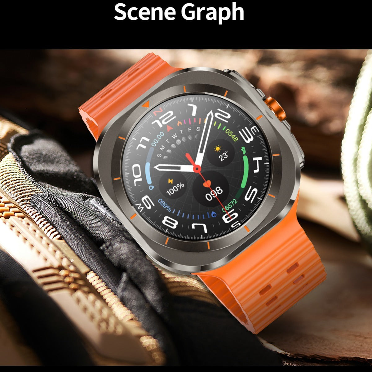 Wireless Calling Smartwatch with Customizable Watch Faces, Listed 100 Modes and Voice Assistant, Orange, Black, White or Blue Watch for Everyday Activity Tracking