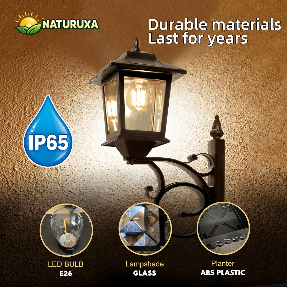 Solar Flower Pot Lights, Freestanding Garden Decor with Listed IP65 Rating in 2pcs or 1pc Black Options for Lawn and Courtyard Decorative Displays
