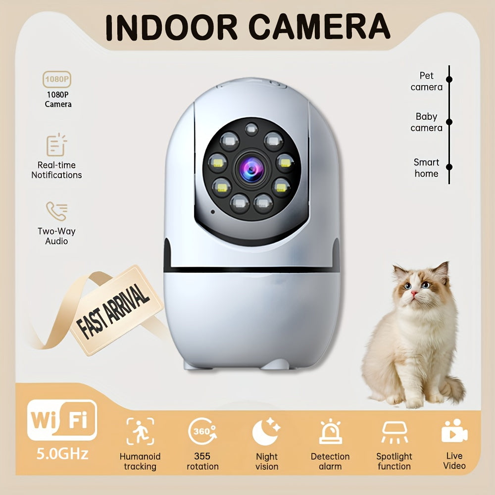 Indoor Pan Tilt Security Cameras, 4-Pack with 355° Pan, Night Vision, Motion Detection, Two-Way Talk, Dual-Band WiFi and Cloud or SD Storage