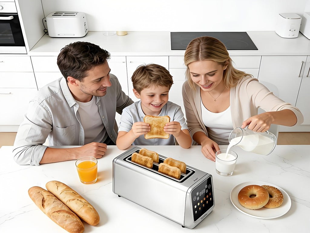 Touchscreen Four-Slice Long Slot Toaster with Listed 1.5-Inch Wide Slots, Six Shade Settings, Countdown Display, Memory and Dual Independent Controls, Stainless Steel