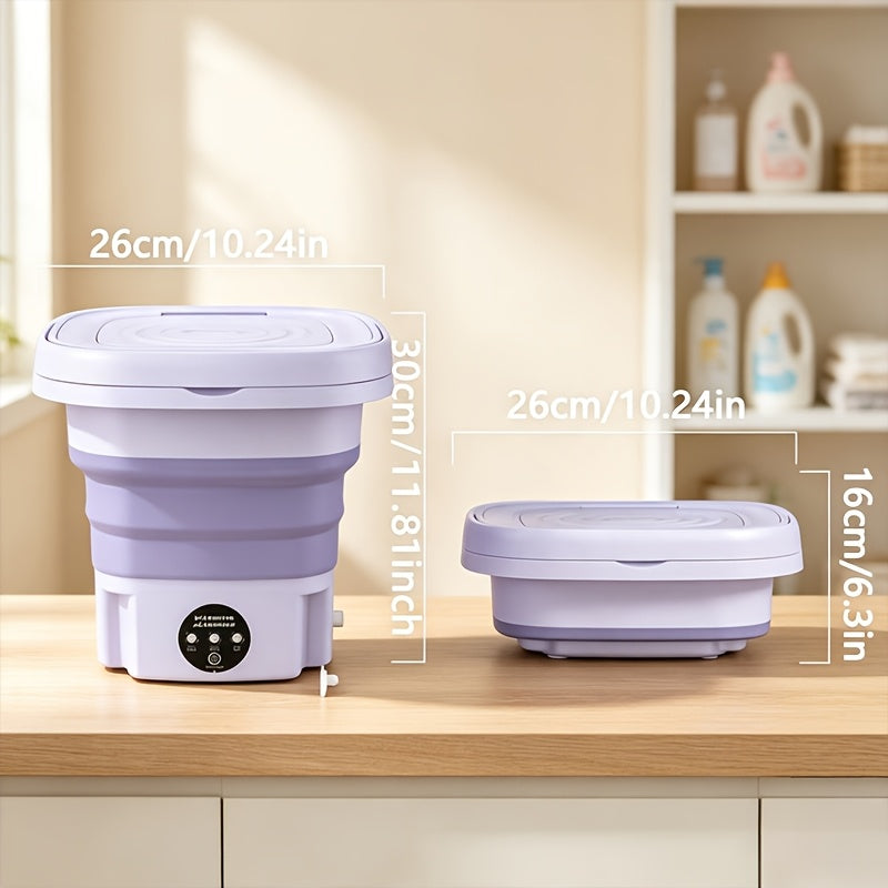 Portable Mini Washing Machine with 2.38gal Listed Volume, Foldable Small-Load Washer for Socks, Underwear and Small Garments, Home Laundry and Travel Storage