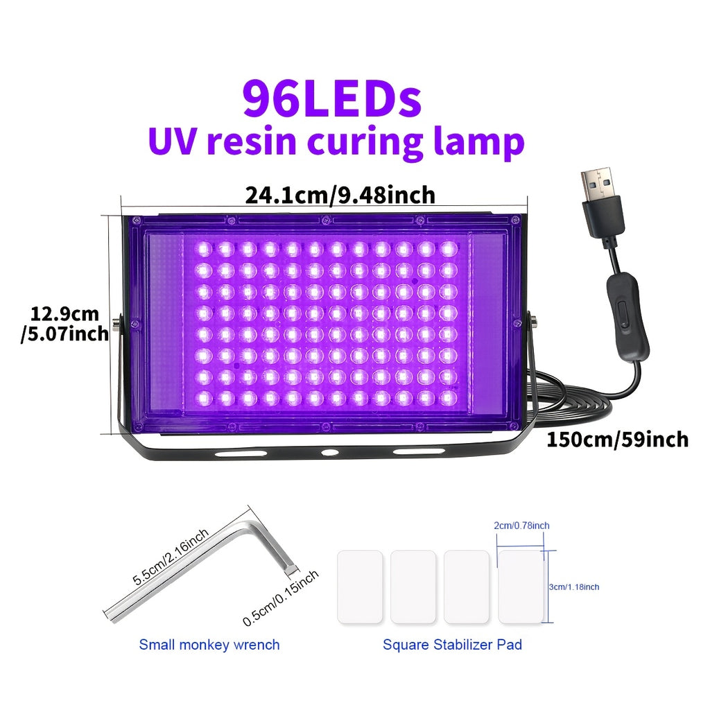 Resin Curing Lamp in Dark Violet with 96 or 144 LED One-Pack Options and USB Power Reference for Compatible Resin Jewelry Making and Mold Crafts