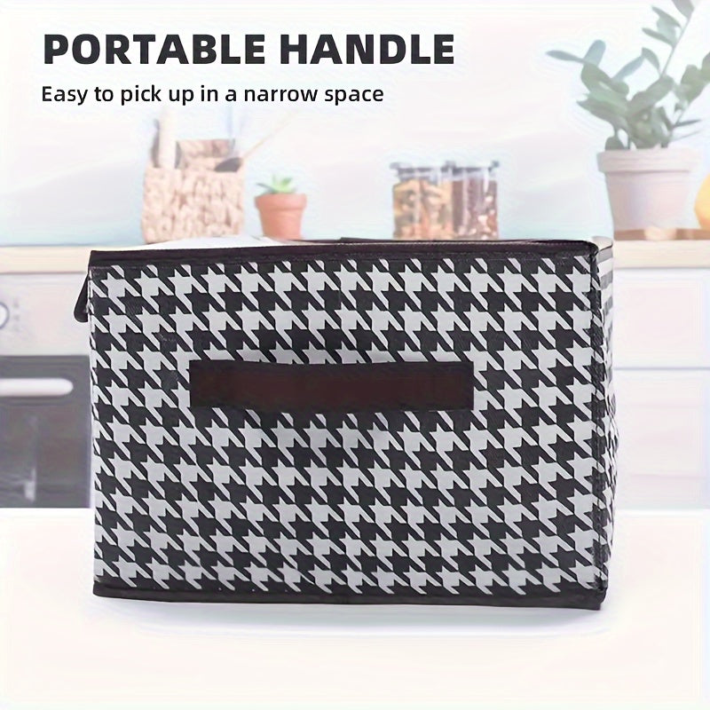 Lidded Foldable Storage Basket with Handles, Oxford Cloth or Cationic-Labeled Style Options for Wardrobe Organization, Shelf Storage and Moving Preparation