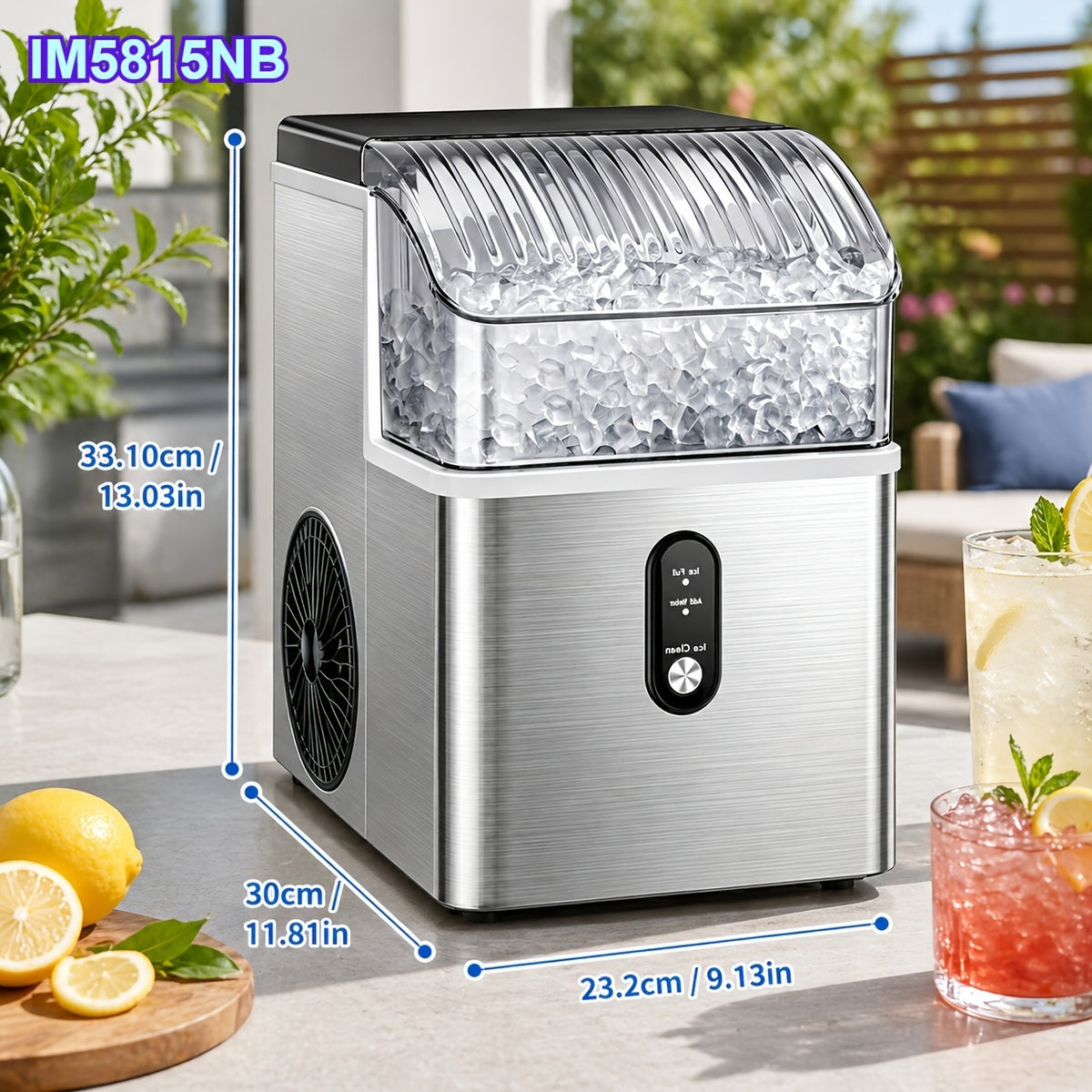 Self-Cleaning Countertop Ice Machine for Home and Kitchen, Nugget or Bullet Ice Model Options with Listed 35lb or 26lb Output for Everyday Drinks
