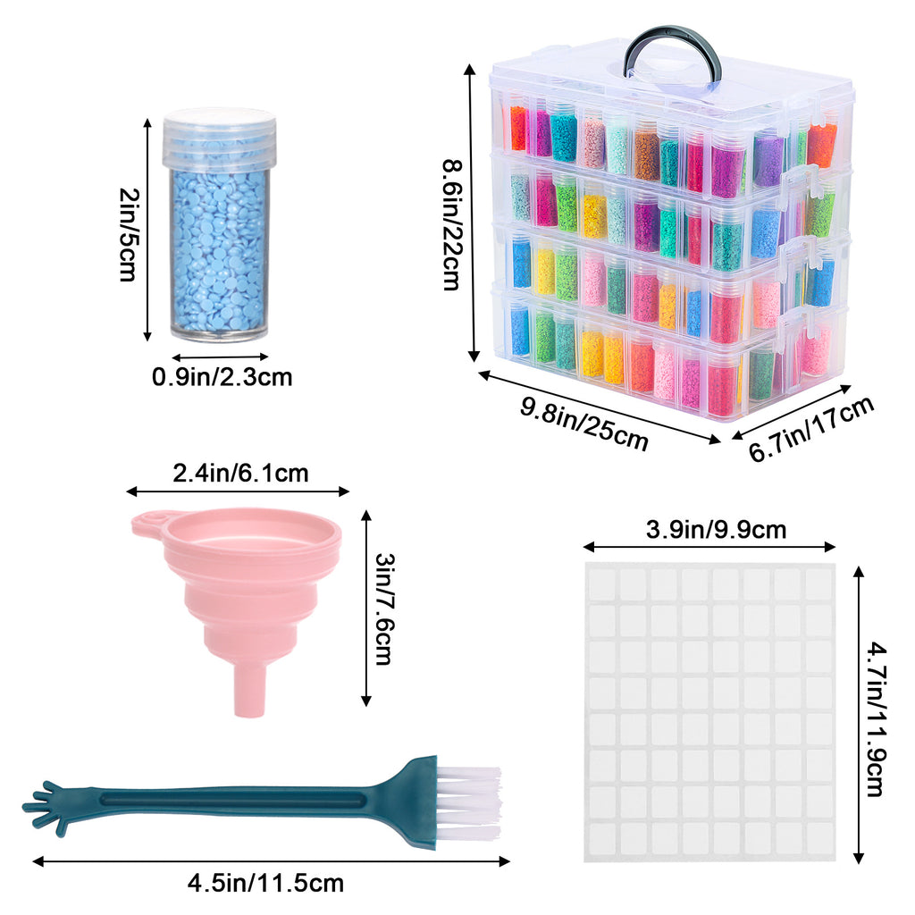 Bead Organizer by Whonline with Four Tiers and 200 Listed Slots, Portable Stackable Diamond Painting Storage for Jewelry Beads and Small Craft Supplies