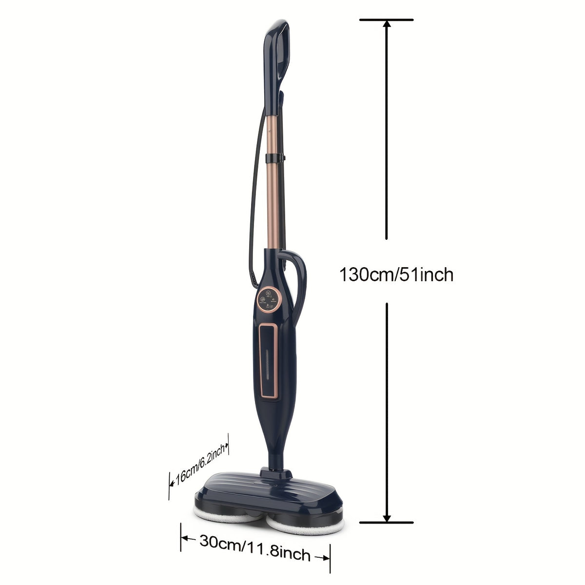Rotating-Pad Steam Mop VM6 with Three Listed Steam Modes, LED Headlights and Removable Water Tank, Black Gray or Black Golden Floor Cleaning Options