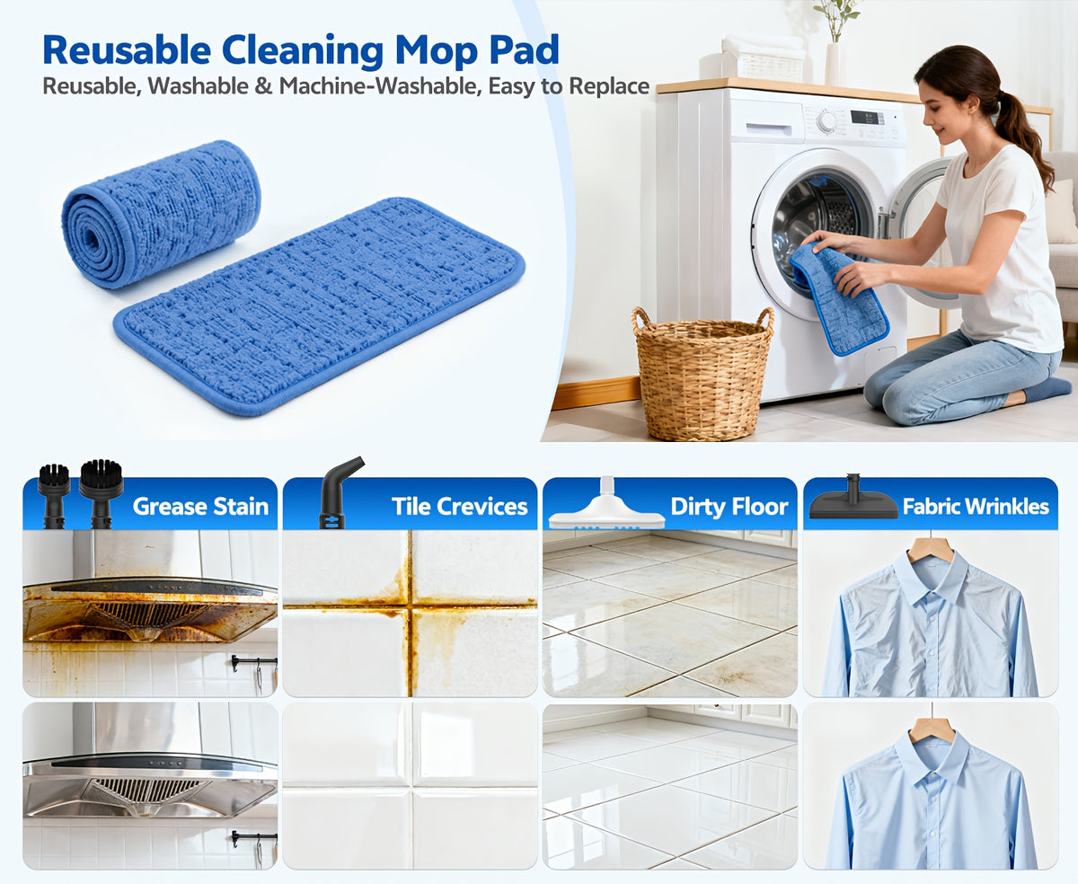 Steam Mop Cleaner INSE F2 White with Listed 10-in-1 Multifunction Design, 15-Second Heating and High-Temperature Steam for Compatible Home Cleaning Tasks