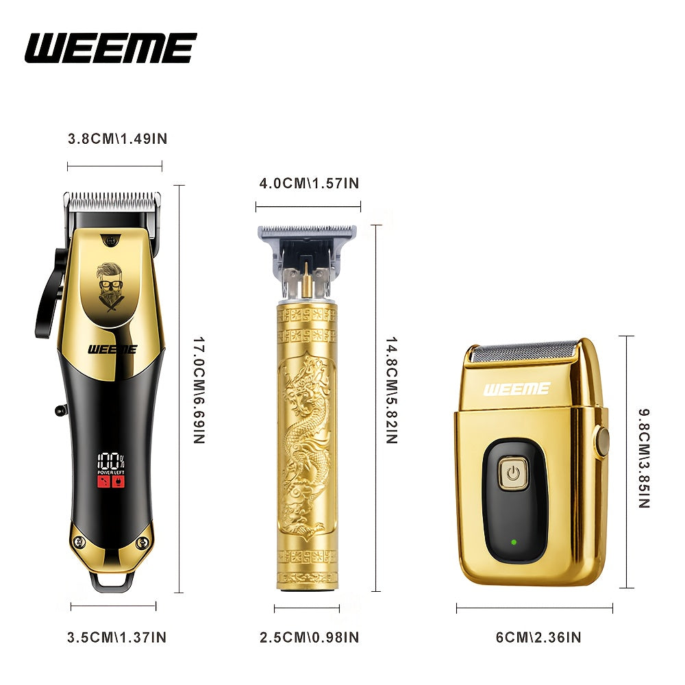 WEEME Hair Clipper and Beard Trimmer Set with USB-Rechargeable Wording, Battery Level Indicator and Comb Attachments, 810B2306C Option for Men's Home Grooming