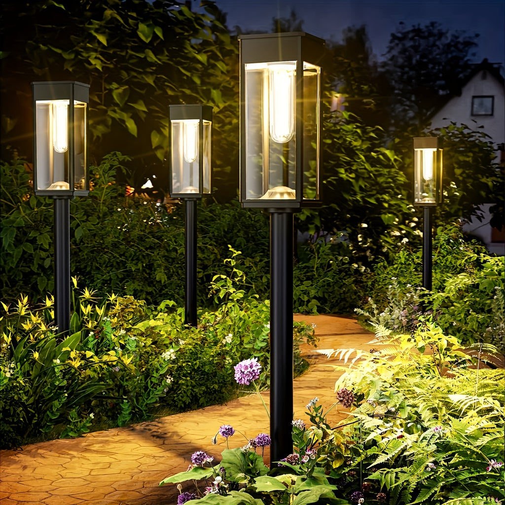 Solar Garden Lamps with Listed Warm White Light, Four-Piece Box, Six-Piece Box or Six-Set Option Labels for Courtyard, Terrace and Walkway Landscape Decoration