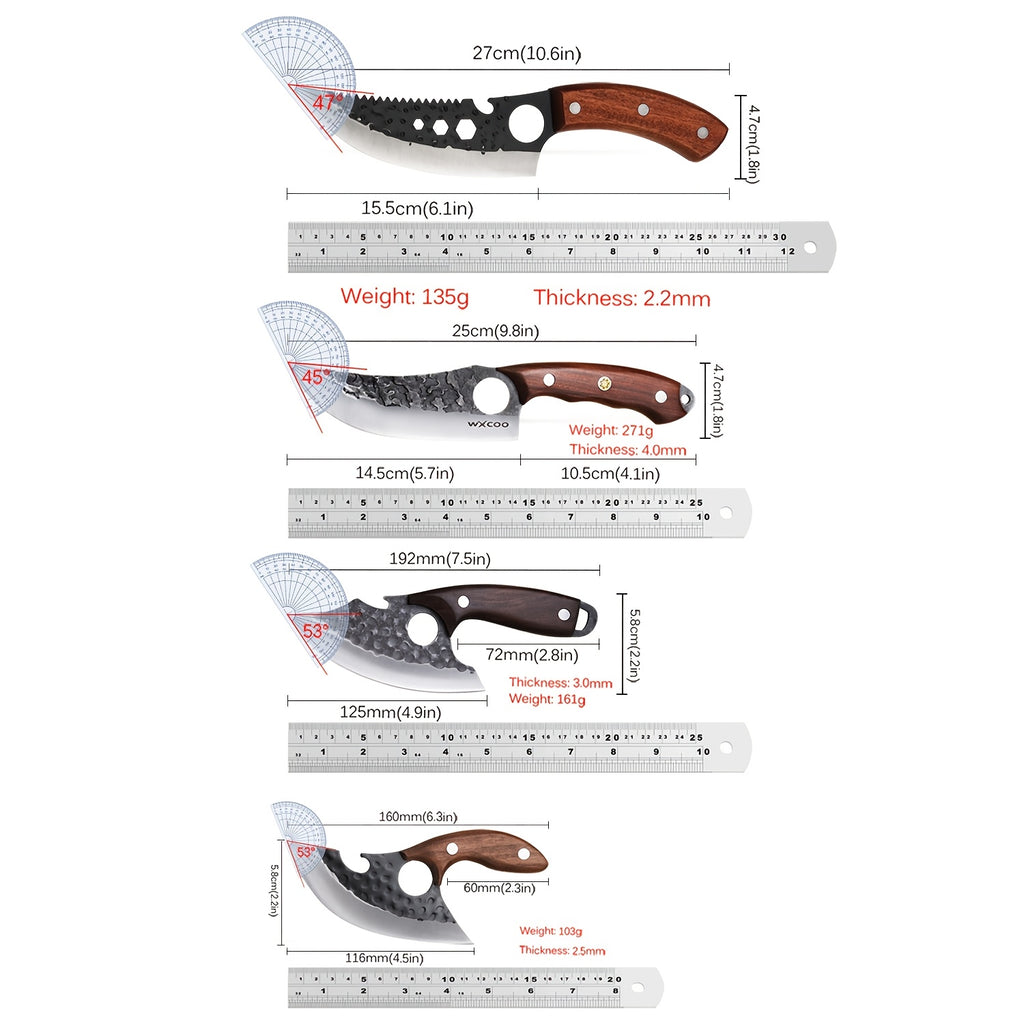Compact Kitchen Knife Set for Everyday Ingredient Preparation, Listed 5Cr15MoV Stainless Steel Blades with Two- and Four-Piece Style Options