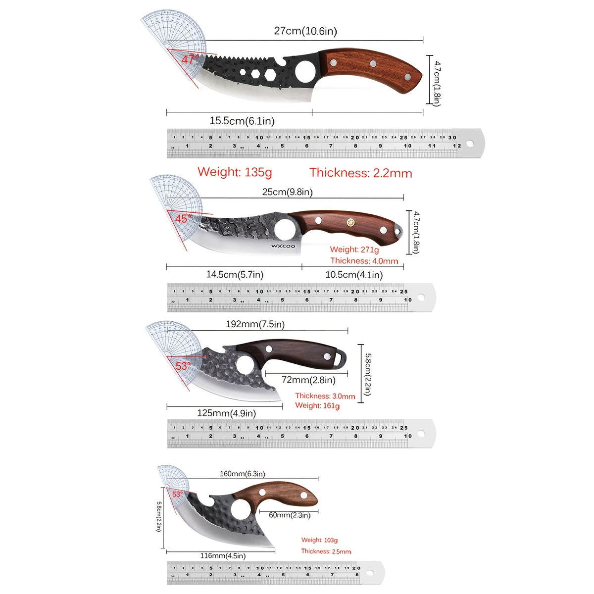 Compact Kitchen Knife Set for Everyday Ingredient Preparation, Listed 5Cr15MoV Stainless Steel Blades with Two- and Four-Piece Style Options