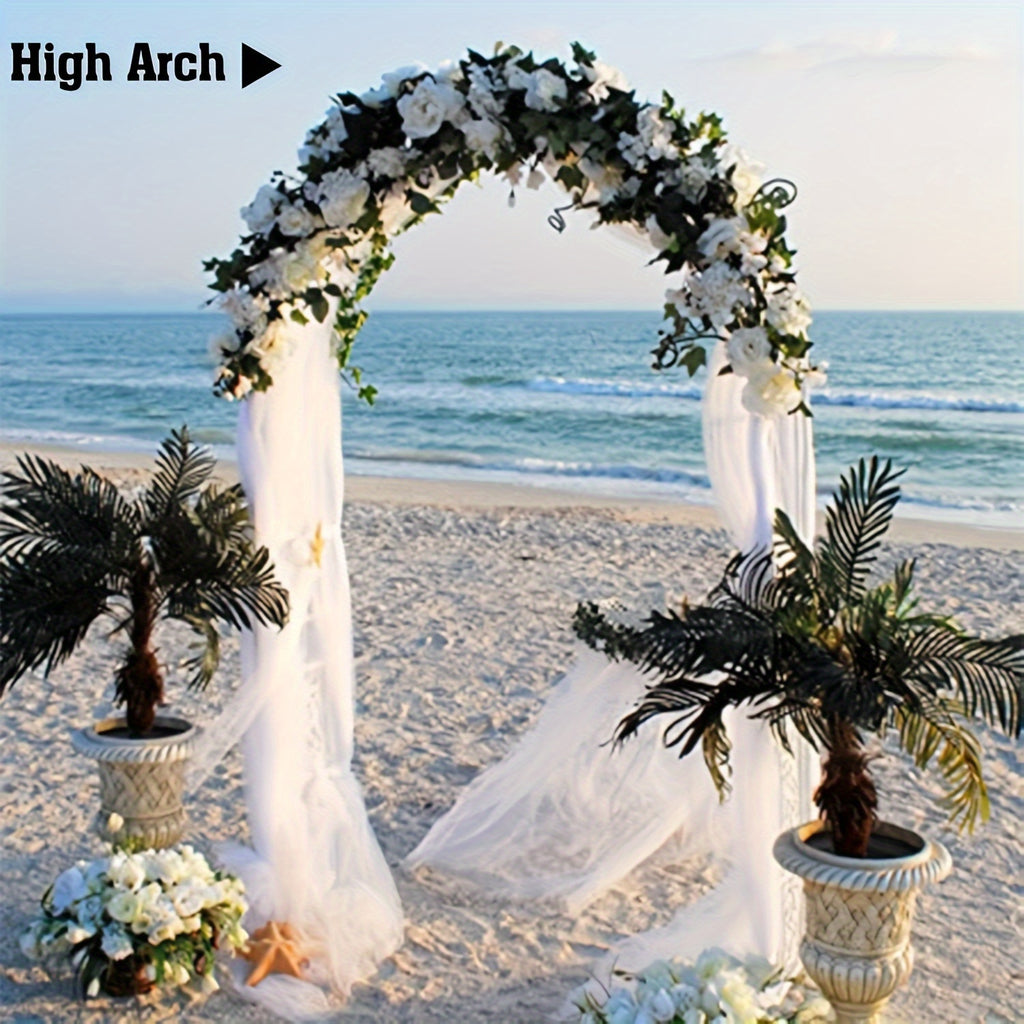 Metal Garden Arch Trellis for Climbing Plants and Wedding Decorations, Black or White One- and Two-Pack Options with Listed Two-Size Assembly Reference