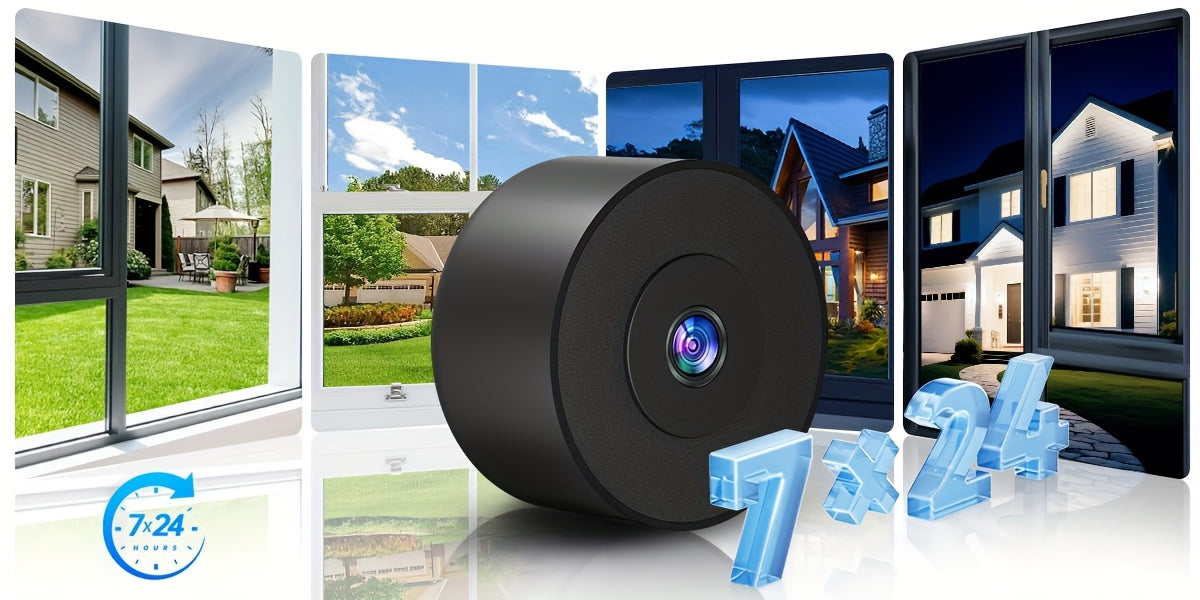 Dual-Band WiFi Window Camera by WESECUU with 2K Imaging, Color Night Vision, Person and Motion Alerts, Two-Way Audio and Premium Black Stand Option
