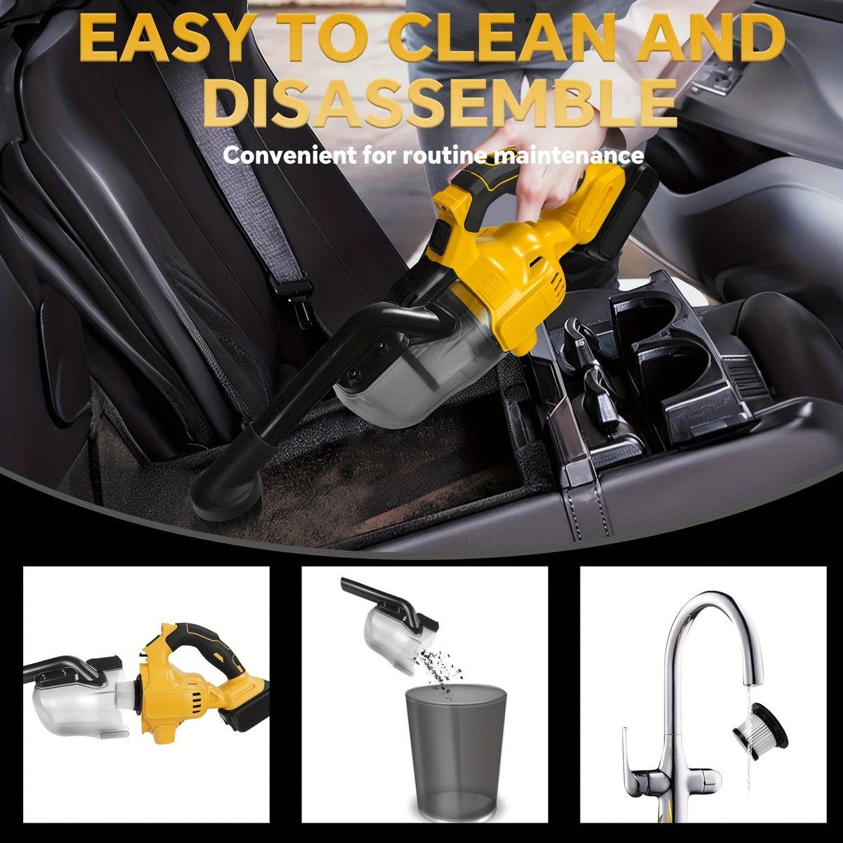 Battery-Not-Included Handheld Vacuum Cleaner Compatible with DeWalt 20V Batteries, Cordless Portable Cleaner with Listed Washable HEPA Filter for Home and Car