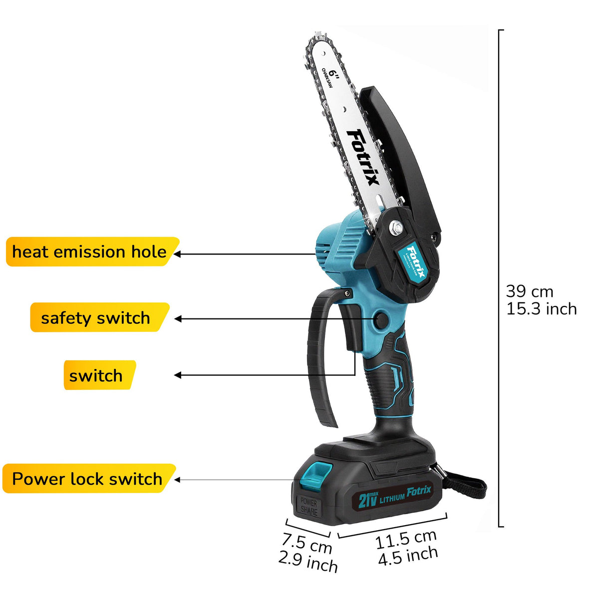 Mini Cordless Chainsaw with Listed 6-Inch Size and 5m/s Chain Speed, One- or Two-Battery Packages and Select Case Options for Garden Pruning and Property Cleanup