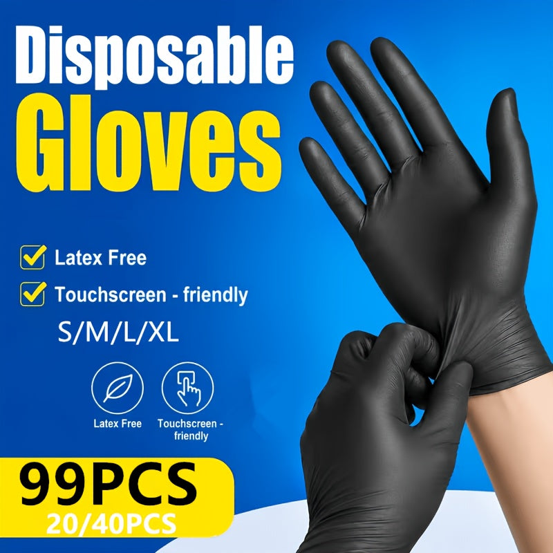 Composite Nitrile Disposable Gloves in Black, Household Cleaning Gloves with S, M, L and XL Sizes and 20, 40 or 99 Piece Pack Options for Kitchen Housework