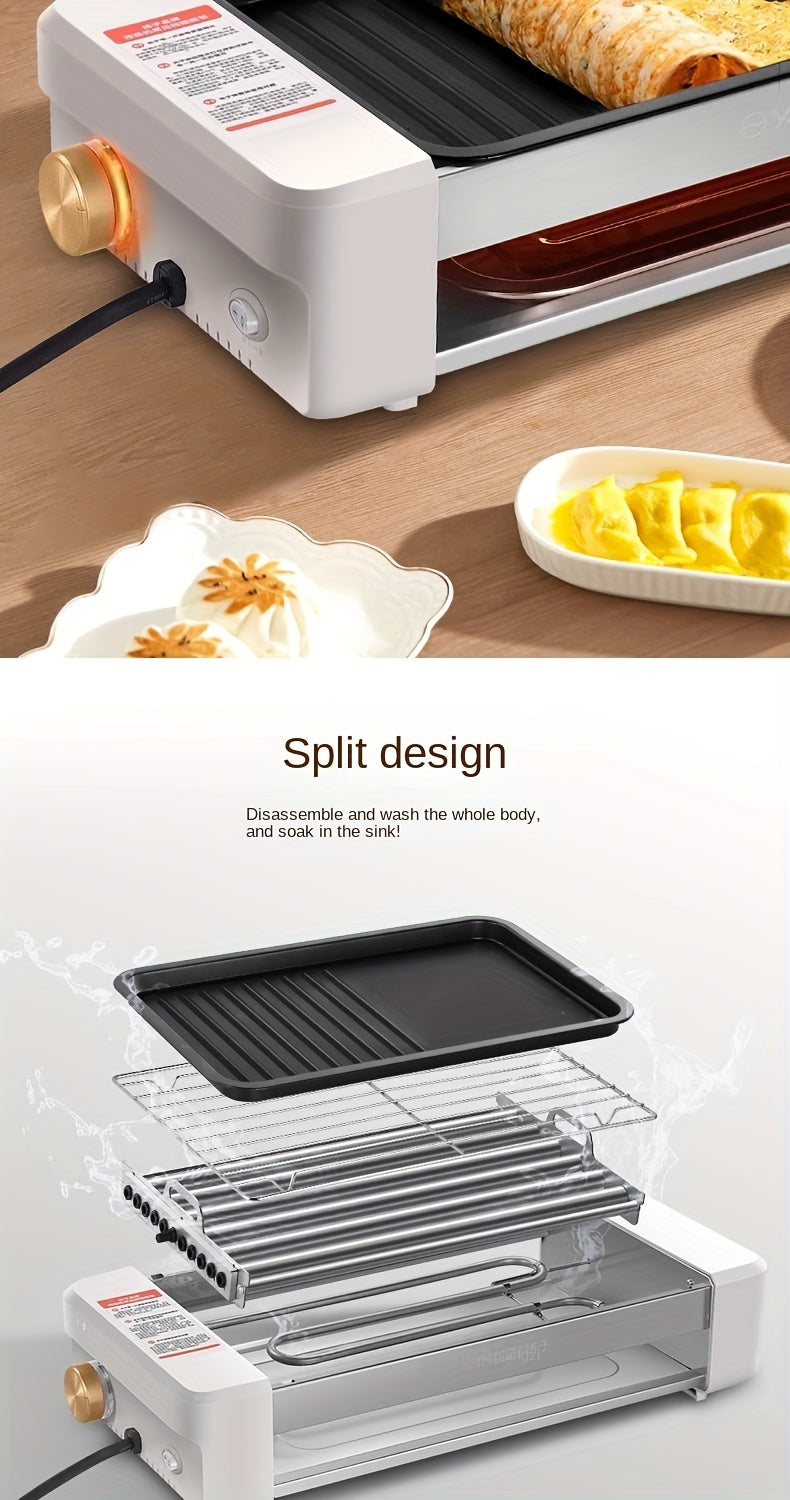 Countertop Sausage Grill with Adjustable Temperature, Nonstick Pan and Detachable Panel, Listed 4-in-1 Cooking Design with White or Black Gift Bag Option Labels