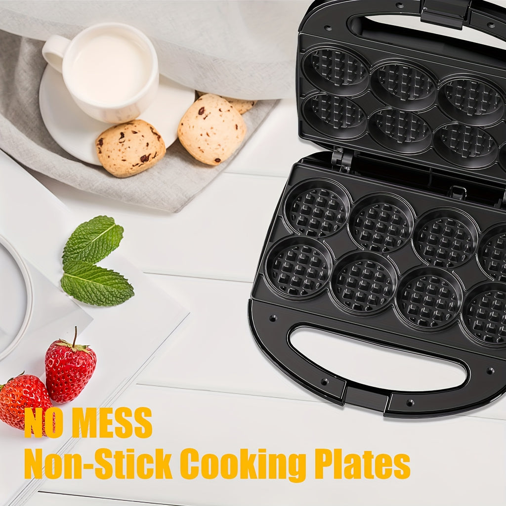Eight-Bite Mini Waffle Maker with Nonstick Cooking Plates, ABS07-C Compact Desktop Waffle Iron for Listed 2-Inch Breakfast Bites, Snacks and Desserts