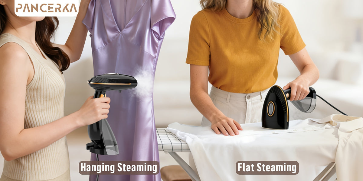 Clothes Steamer by PANCERKA, 1500W Handheld Garment Steamer with Continuous Steam and Quick Heating for Home and Travel Clothing Care, US Plug